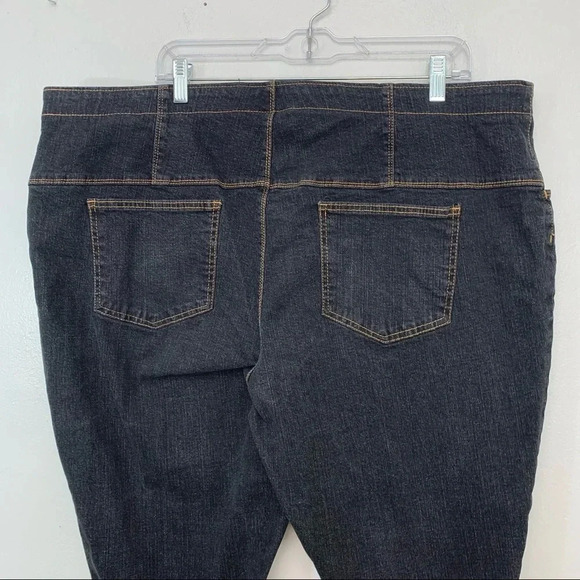 Denim & Co Womans Pull On Jeans Size 24WP  Black Straight Tapered Pockets Stretc - Picture 5 of 11